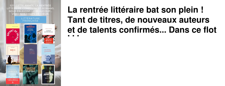 La rentr�e litt�raire bat son plein ! Tant de titres, de nouveaux auteurs et de talents confirm�s... Dans ce flot continus de romans, nous en avons lus beaucoup et sommes enfin pr�ts � vous d�voiler nos coups de coeur de cette rentr�e litt�raire 2021 !
