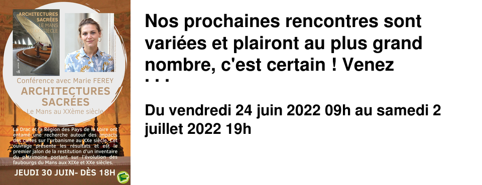 Nos prochaines rencontres sont vari�es et plairont au plus grand nombre, c'est certain ! Venez rencontrer nos auteurs locaux, parler de l'Ecosse, d'Histoire ou de bien-�tre. C'est dans l'�change et le partage que l'on se construit.