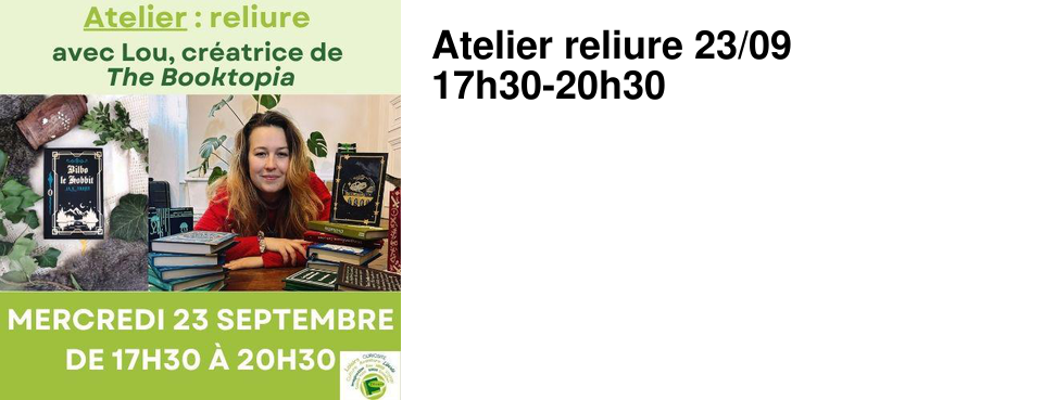 Atelier reliure 23/09 17h30-20h30