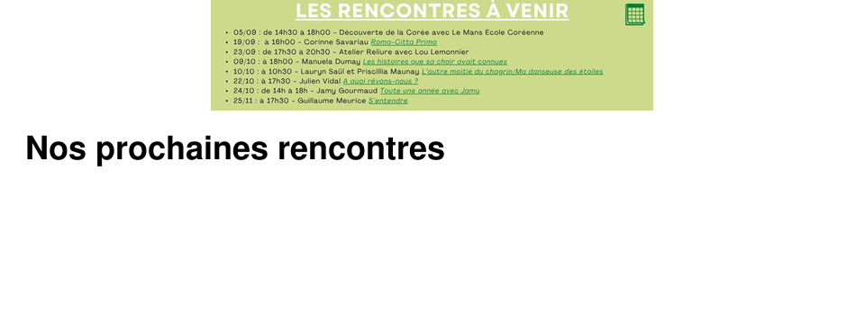 Nos prochaines rencontres